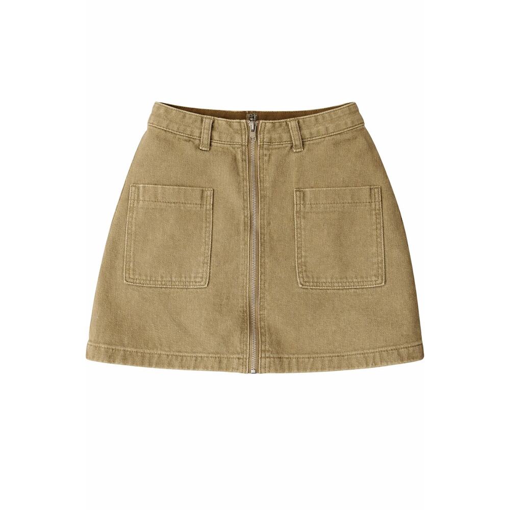 PrettyLittleThing Denim Mini Skirt Khaki Olive  Pockets Y2K Size 10